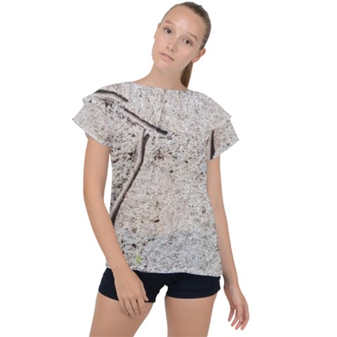 Beach Sand Ruffle Collar Chiffon Blouse by Fractalsandkaleidoscopes