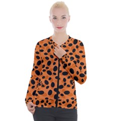 Orange Cheetah Animal Print Casual Zip Up Jacket by mccallacoulture
