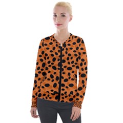 Orange Cheetah Animal Print Velour Zip Up Jacket by mccallacoulture