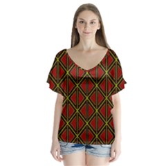 Rby-b-7-8 V-neck Flutter Sleeve Top by ArtworkByPatrick