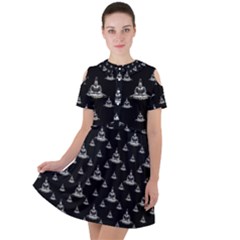 Buddhism Motif Print Pattern Design Short Sleeve Shoulder Cut Out Dress  by dflcprintsclothing