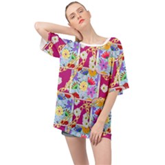Flowers Trapped In Chains Oversized Chiffon Top by fabqa