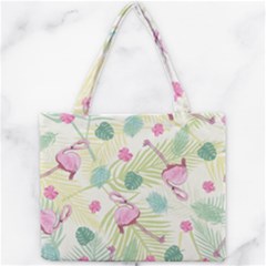Beautiful Seamless Vector Tropical Pattern Background With Flamingo Hibiscus Mini Tote Bag by Wegoenart