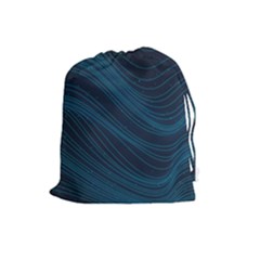 Abstract Glowing Blue Wave Lines Pattern With Particles Elements Dark Background Drawstring Pouch (large) by Wegoenart