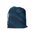 Abstract Glowing Blue Wave Lines Pattern With Particles Elements Dark Background Drawstring Pouch (Large) View2