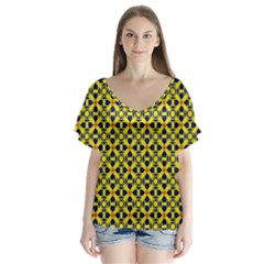 Df Sanhita Manjul V-neck Flutter Sleeve Top by deformigo