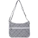 Black And White Baroque Ornate Print Pattern Zip Up Shoulder Bag View3
