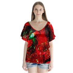 Christmas Tree  1 5 V-neck Flutter Sleeve Top by bestdesignintheworld