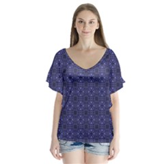 Sakami V-neck Flutter Sleeve Top by deformigo