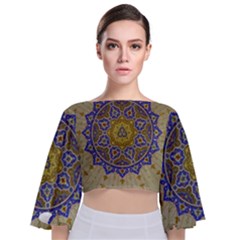 Image Star Pattern Mosque Tashkent Tie Back Butterfly Sleeve Chiffon Top by Vaneshart