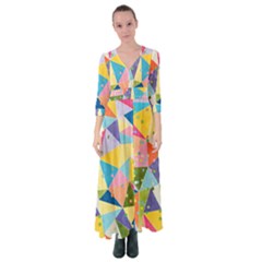 Abstract Background Colorful Button Up Maxi Dress by Vaneshart