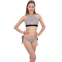 Timeless - Black & Abalone Grey Cross Front Halter Bikini Set by FashionBoulevard