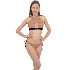 Timeless   Black & Cantaloupe Orange Cross Front Halter Bikini Set by FashionBoulevard