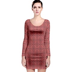 Timeless - Black & Indian Red Long Sleeve Bodycon Dress by FashionBoulevard