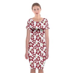 Cute Flowers - Carmine Red White Classic Short Sleeve Midi Dress by FashionBoulevard