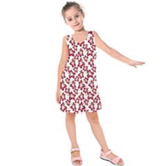 Cute Flowers - Carmine Red White Kids  Sleeveless Dress by FashionBoulevard