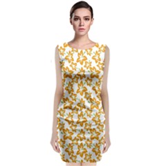 Cute Flowers - Honey Orange White Classic Sleeveless Midi Dress by FashionBoulevard