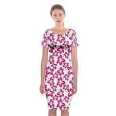 Cute Flowers - Peacock Pink White Classic Short Sleeve Midi Dress by FashionBoulevard