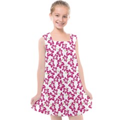 Cute Flowers - Peacock Pink White Kids  Cross Back Dress by FashionBoulevard