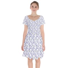 Cute Flowers - Silver Grey Short Sleeve Bardot Dress by FashionBoulevard