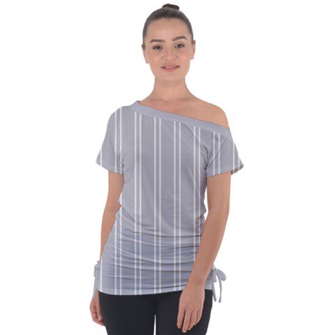 Nice Stripes - Cloudy Grey Tie-up Tee by FashionBoulevard