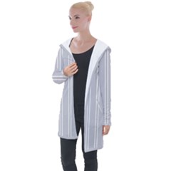Nice Stripes - Cloudy Grey Longline Hooded Cardigan by FashionBoulevard