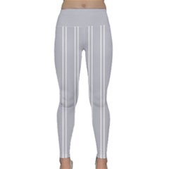 Nice Stripes - Cloudy Grey Lightweight Velour Classic Yoga Leggings by FashionBoulevard
