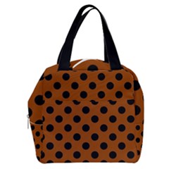 Polka Dots - Black On Burnt Orange Boxy Hand Bag by FashionBoulevard