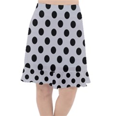 Polka Dots Black On Cloudy Grey Fishtail Chiffon Skirt by FashionBoulevard