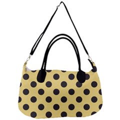 Polka Dots Black On Mellow Yellow Removal Strap Handbag by FashionBoulevard