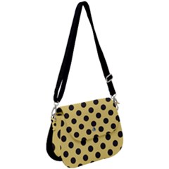 Polka Dots Black On Mellow Yellow Saddle Handbag by FashionBoulevard