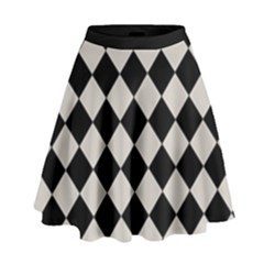 Block Fiesta Black And Abalone Grey High Waist Skirt by FashionBoulevard