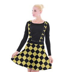 Block Fiesta Black And Ceylon Yellow Suspender Skater Skirt by FashionBoulevard