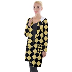 Block Fiesta Black And Mellow Yellow Hooded Pocket Cardigan by FashionBoulevard