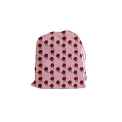 Rose In Pink Drawstring Pouch (small) by snowwhitegirl