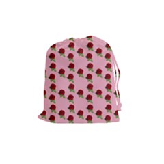 Rose In Pink Drawstring Pouch (medium) by snowwhitegirl