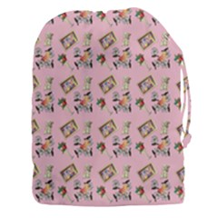 Robin Art Pink Pattern Drawstring Pouch (3xl) by snowwhitegirl