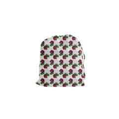 Doily Rose Pattern White Drawstring Pouch (xs) by snowwhitegirl