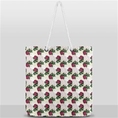 Doily Rose Pattern White Full Print Rope Handle Tote (large) by snowwhitegirl