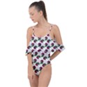 Doily Rose Pattern White Drape Piece Swimsuit View1