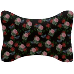 Dark Floral Butterfly Black Seat Head Rest Cushion by snowwhitegirl