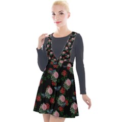 Dark Floral Butterfly Black Plunge Pinafore Velour Dress by snowwhitegirl