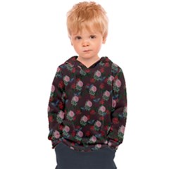 Dark Floral Butterfly Burgundy Kids  Overhead Hoodie by snowwhitegirl