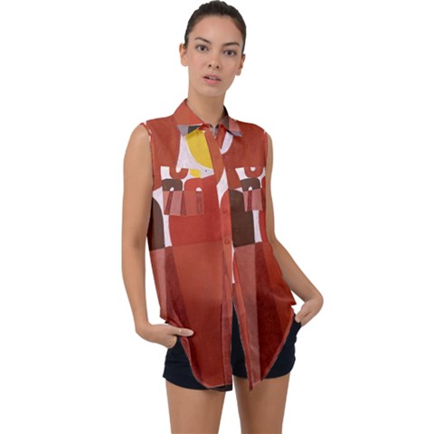 Sophie Taeuber Arp, Composition À Motifs D arceaux Ou Composition Horizontale Verticale Sleeveless Chiffon Button Shirt by Sobalvarro