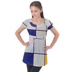 Tableau I, By Piet Mondriaan Puff Sleeve Tunic Top by Sobalvarro