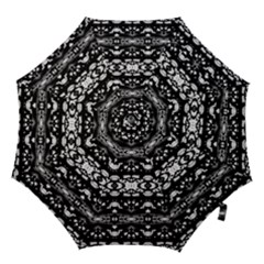 Black And White Modern Ornate Stripes Design Hook Handle Umbrellas (large) by dflcprintsclothing