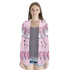 Cartoon Cute Valentines Day Doodle Heart Love Flower Seamless Pattern Vector Drape Collar Cardigan by Vaneshart