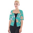 Seamless Pattern Cute Cat Cartoon With Hand Drawn Style Cropped Button Cardigan View1