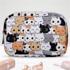 Cute Cat Kitten Cartoon Doodle Seamless Pattern Make Up Pouch (small) by Vaneshart