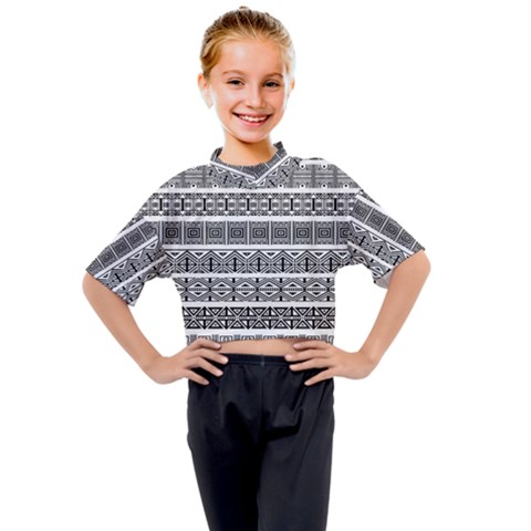 Borders Ikat Ethnic Frame Tribal Kids Mock Neck Tee by Wegoenart